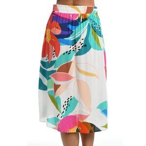 La Blanca Womens Midi Skirt Swimwear Cover Up, Multi Electric Shore, Size Small